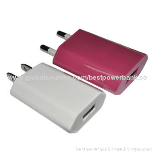 Colorful 5V EU AU Plugs USB Wall Chargers for Smartphones/Tablet PCs, 66 x 35 x 14.5mm Size